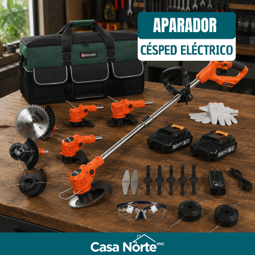 Aparador de Césped Eléctrico Inalámbrico BiVolt 900W Desmontable + REGALO: 2 Baterías + Bolsa Multiuso